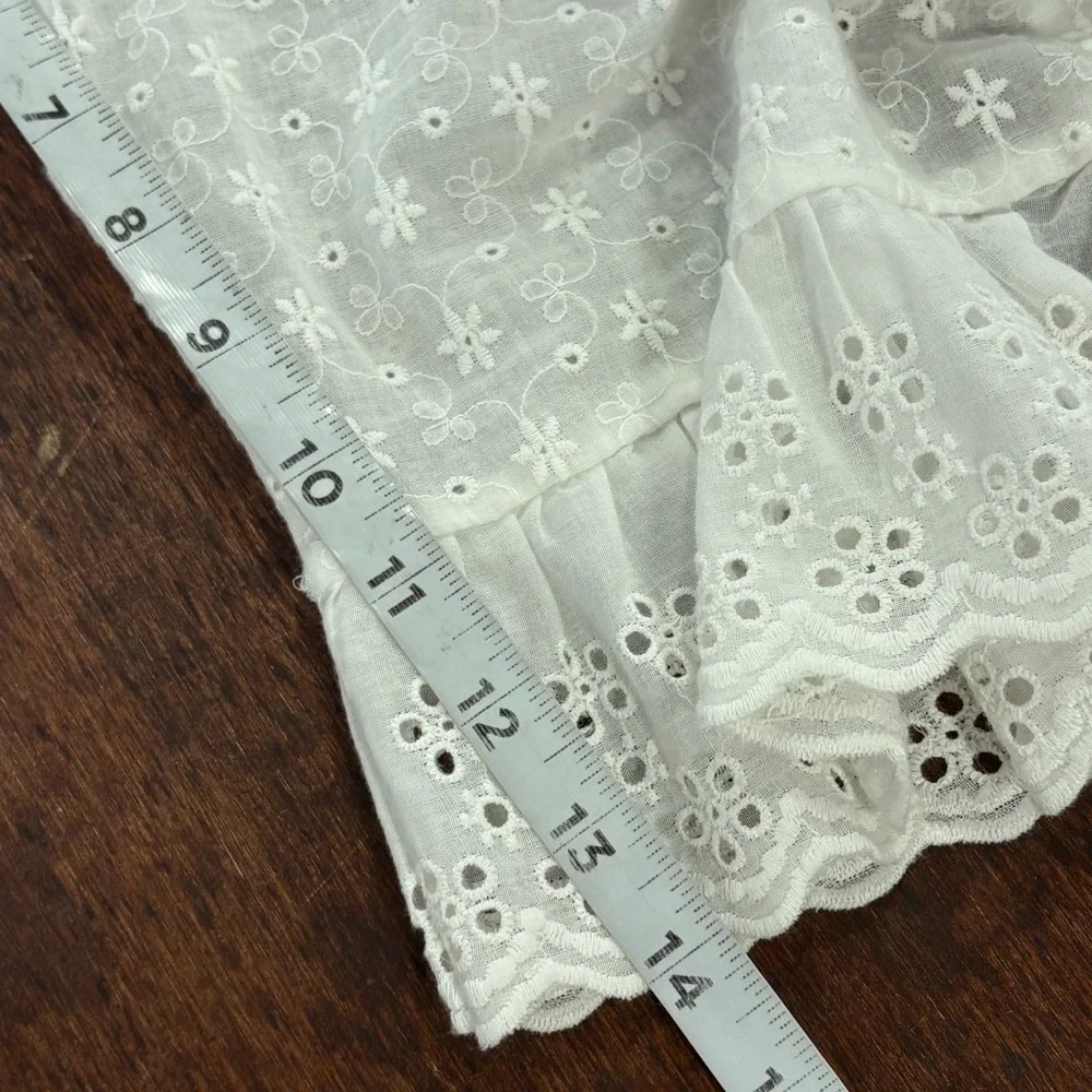 Zara‎ White Eyelet Milkmaid Peplum Crop Top XS Coquette Festival Coastal Cottage